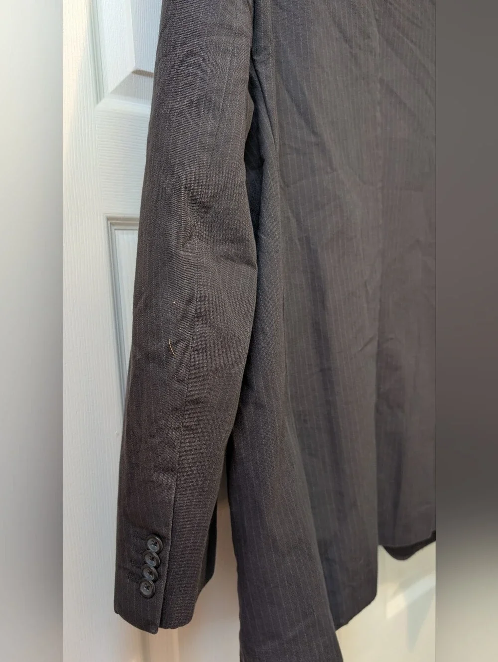 Banana Republic Gray Pinstripe Blazer Jacket 44R 100% Cotton